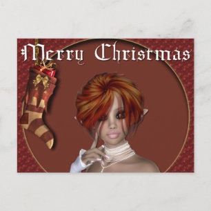 Christmas Elf - Redhead Design1 - Fantasy Postcard