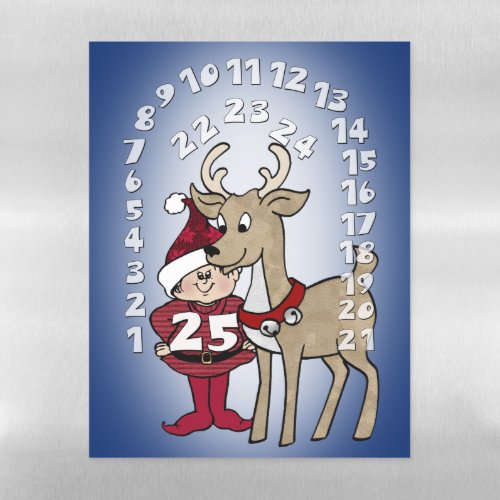 Christmas Elf  Reindeer Countdown Advent Calendar Magnetic Dry Erase Sheet