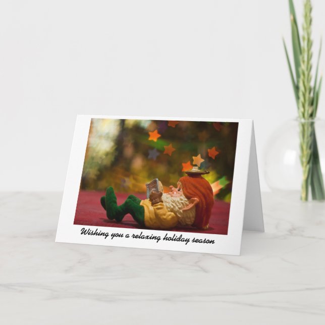 Christmas Elf Relaxing Holiday Card (Front)