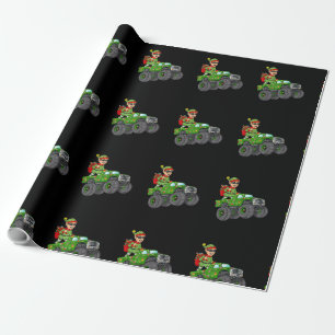 Christmas Elf Riding Monster Truck Holiday Boys Ki Wrapping Paper