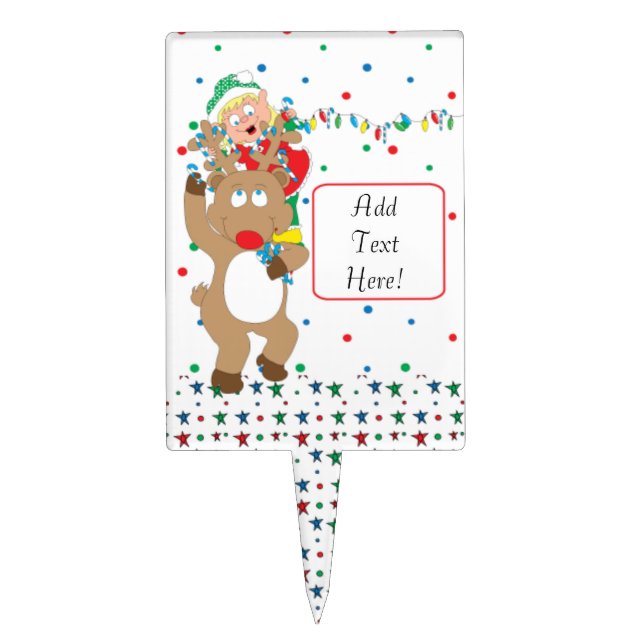 Christmas/Elf/Rudolph Rectangle Cakepick (Front)