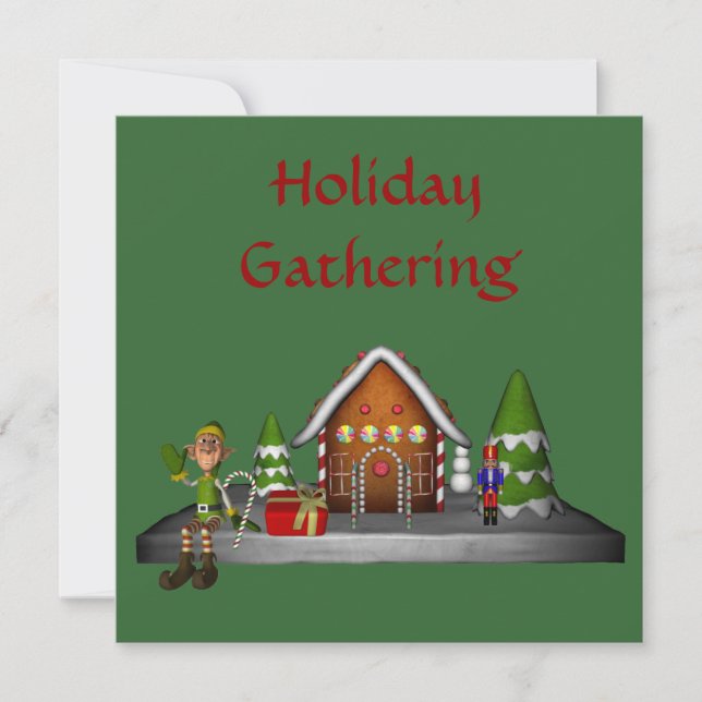 Christmas Elf Scene Holiday Party Invitation (Front)