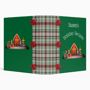 Christmas Elf Scene Holiday Personalized Recipe 3 Ring Binder