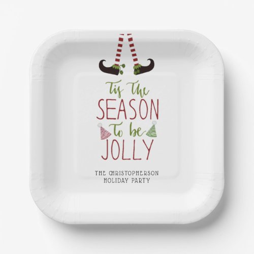 Christmas Elf SEASON TO BE JOLLY Personalized Pape Paper Plates