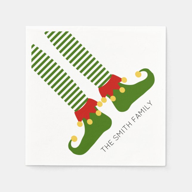 Christmas Elf Shelf NAME Funny Holiday Festive Napkins (Front)