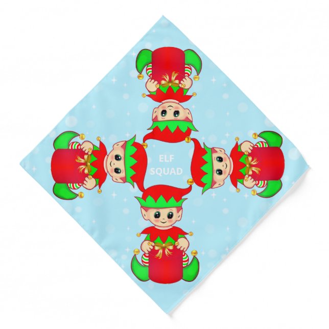 Christmas Elf Squad on Light Blue Bandana (Front)