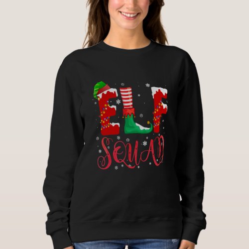 Christmas Elf Squad Santa Hat Xmas Lights Sweatshirt