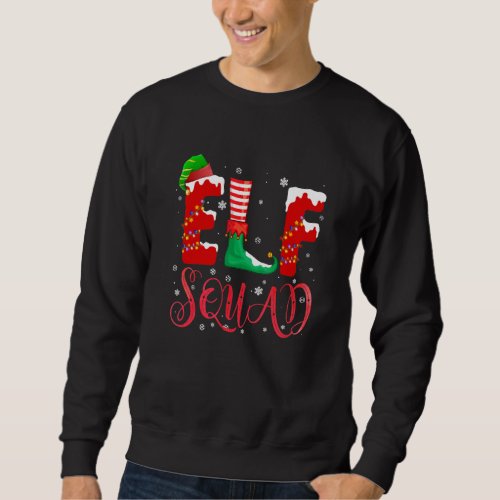 Christmas Elf Squad Santa Hat Xmas Lights Sweatshirt