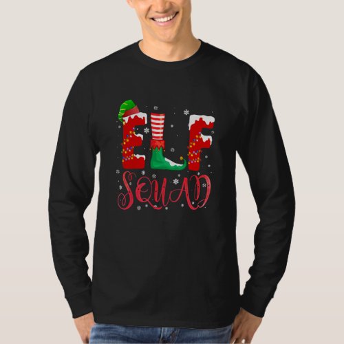 Christmas Elf Squad Santa Hat Xmas Lights T_Shirt
