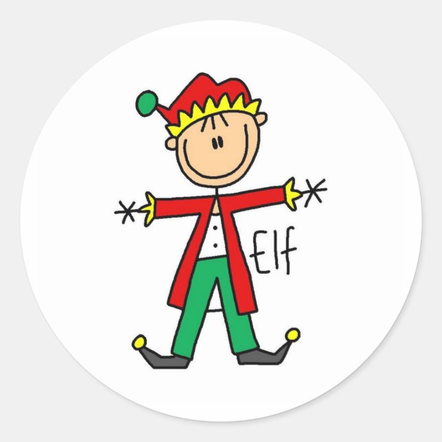 Christmas Elf Stick Figure Sticker (Front)
