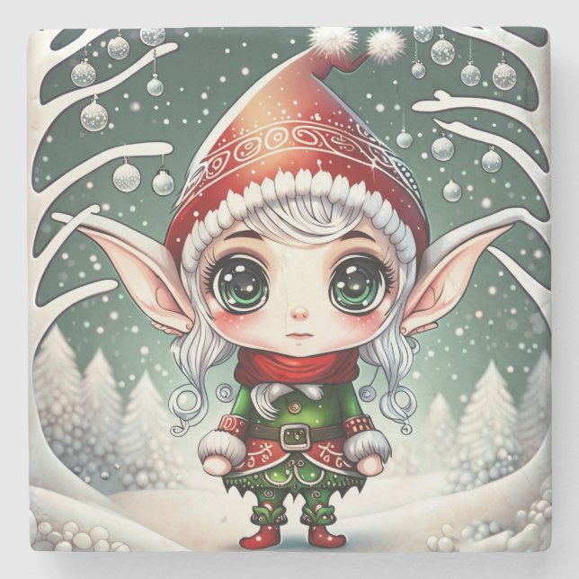 Christmas Elf Stone Coaster (Front)