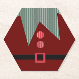 Christmas Elf Suit Holiday Party Paper Coaster