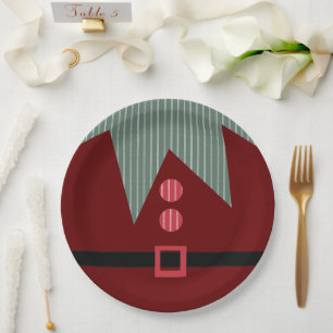 Christmas Elf Suit Holiday Party Paper Plates