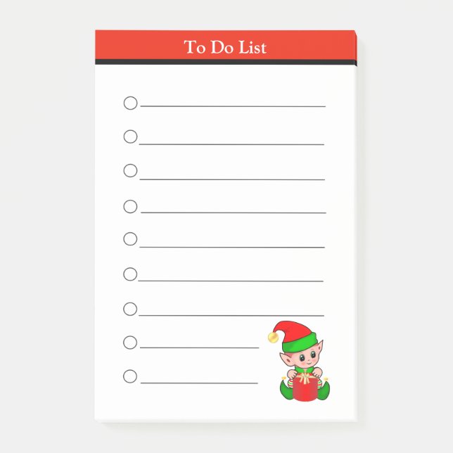 Christmas Elf To Do List Post-it Notes (Front)