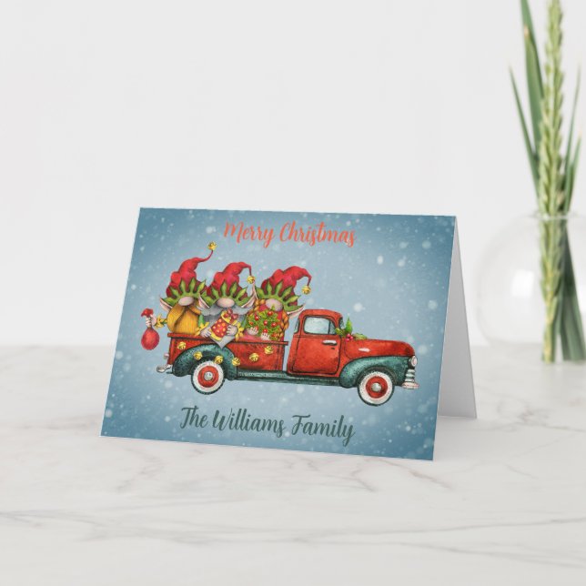 Christmas Elf Truck Thank You Card (Front)