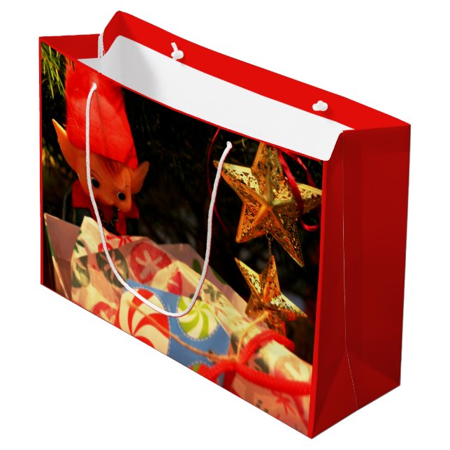 Christmas Elf under the Christmas Tree Gift Bag (Front Angled)