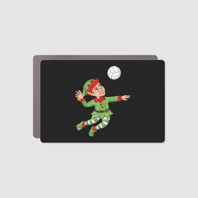Christmas Elf Volleyball Funny Boys Girls Kids ns Car Magnet (Front)