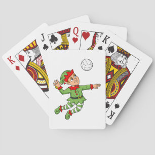 Christmas Elf Volleyball Funny Boys Girls Kids Tee Poker Cards