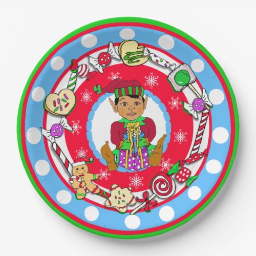 Christmas Elf Whimsical Candy Polka Dot Paper Plates
