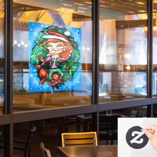 Christmas Elf Window Cling (Restaurant Window)