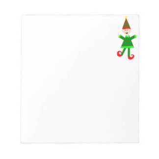 Christmas Elf with Green and Red Striped Star Hat Notepad