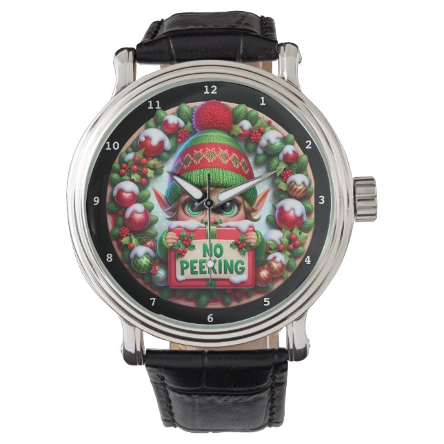 Christmas Elf with No Peeking Watch (Front)