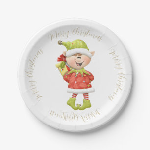 Christmas Elf with Present Paper Plates