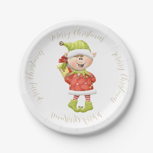 Christmas Elf with Present Paper Plates