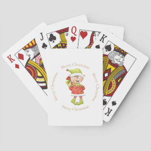 Christmas Elf with Present Poker Cards