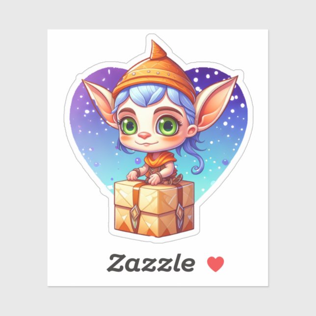 Christmas Elf with Snowy Background Sticker (Sheet)