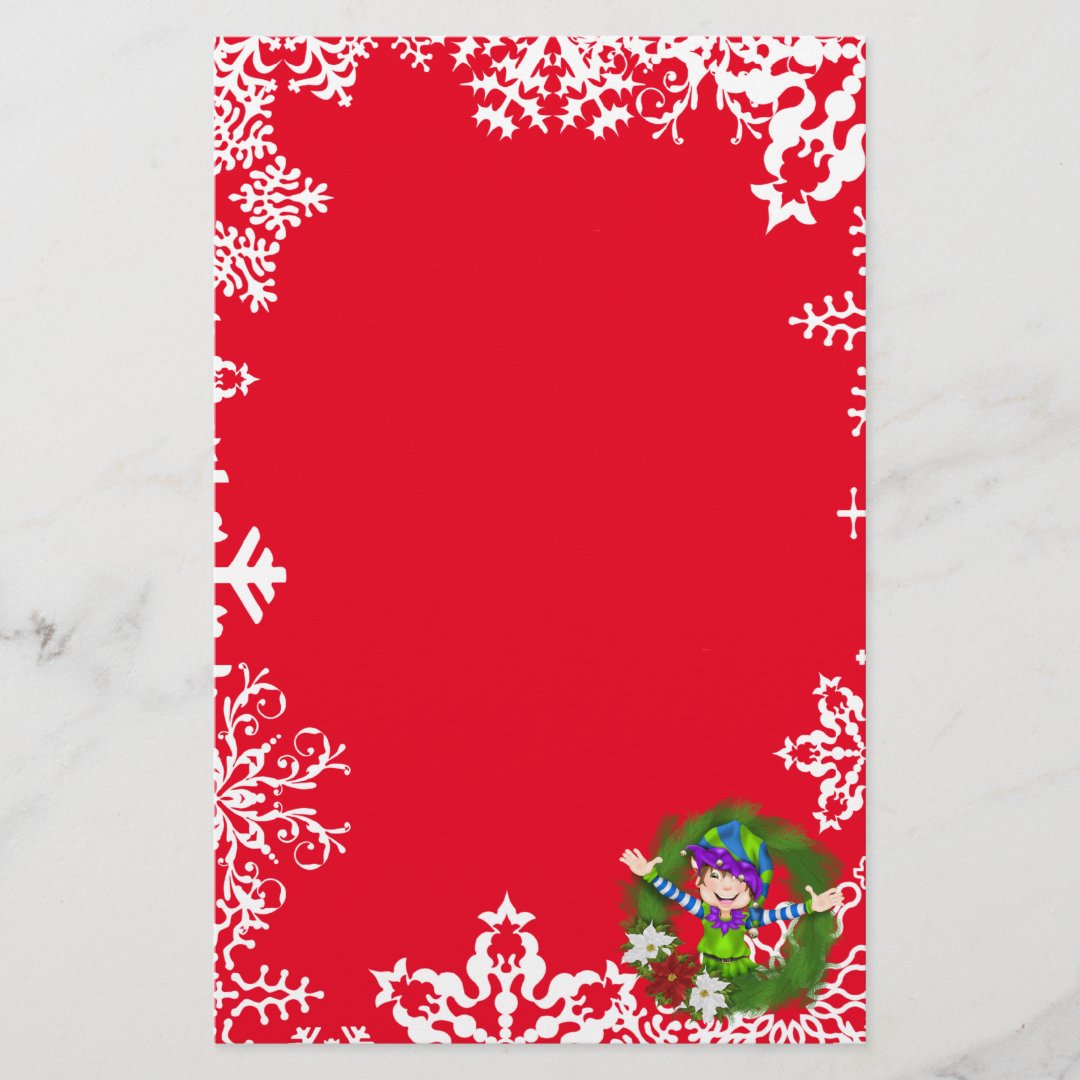 Christmas elf wreath Holiday stationery | Zazzle