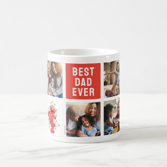Christmas Elmo | Best Dad - Photo Collage Coffee Mug (Center)