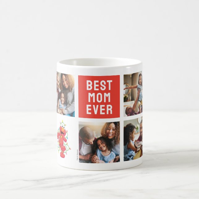Christmas Elmo | Best Mom - Photo Collage Coffee Mug (Center)
