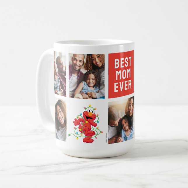 Christmas Elmo | Best Mom - Photo Collage Coffee Mug (Front Left)