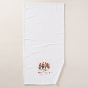 Christmas Elves 4 Photos family name Bath Towel