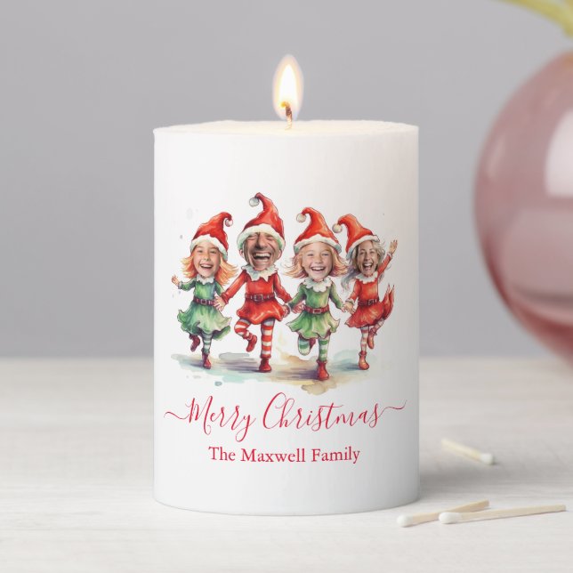 Christmas elves 4 photos script name pillar candle (In Situ)