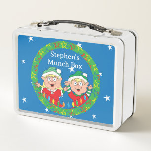 Christmas Elves Blond Hair Metal Lunch Box