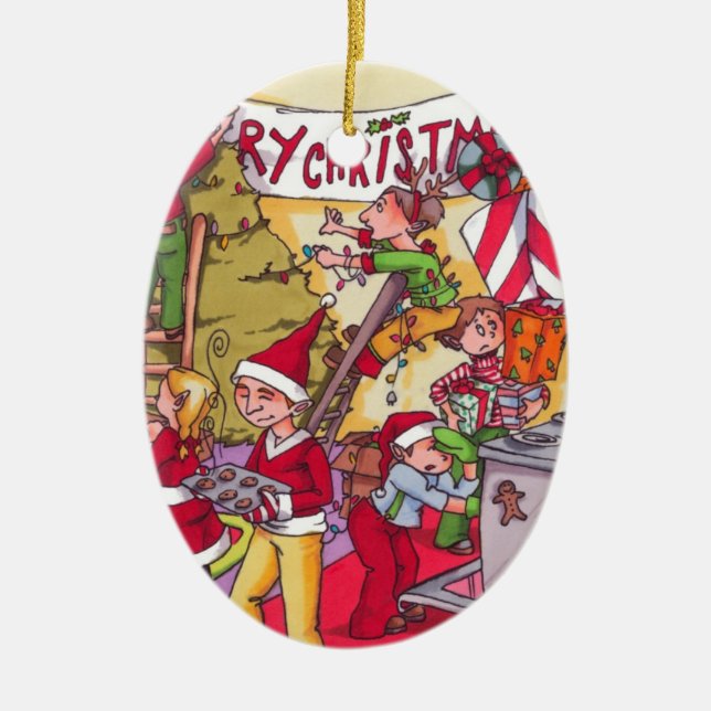 Christmas Elves *CUSTOMIZABLE* ornament (Front)