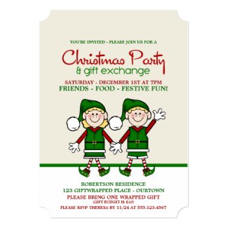 Christmas Elves Gift Exchange Party Invitation