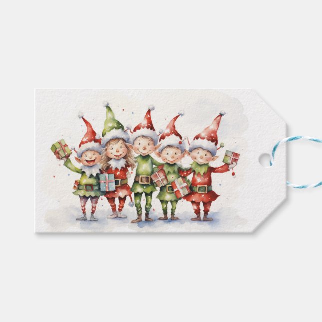Christmas Elves Gift Tags (Front (Horizontal))