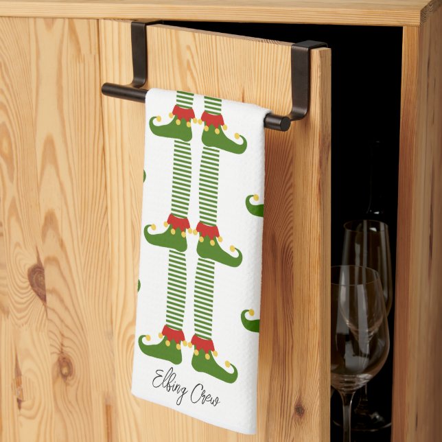 Christmas Elves Holiday ELFING CREW Festive Fun Kitchen Towel (Thirds Fold)