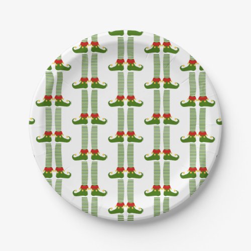 Christmas Elves Holiday Pattern Festive Fun Paper Plates