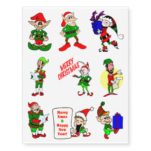 Christmas Elves Mix Temporary Tattoos