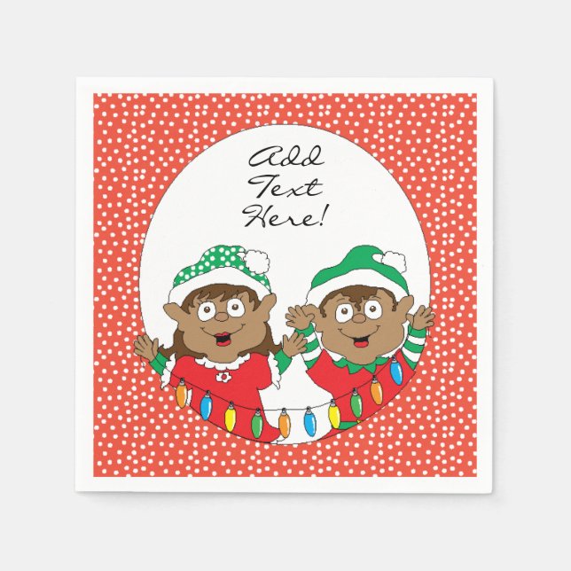 Christmas Elves of Color Napkins (Front)