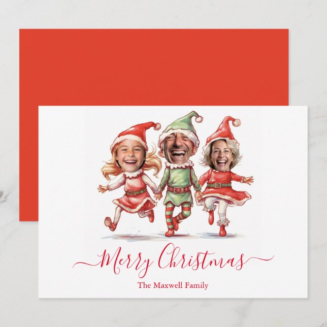 Christmas elves photo holiday card (Front/Back)