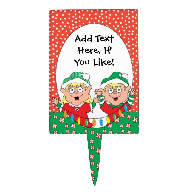 Christmas/Elves Rectangle Cake pick (Front)