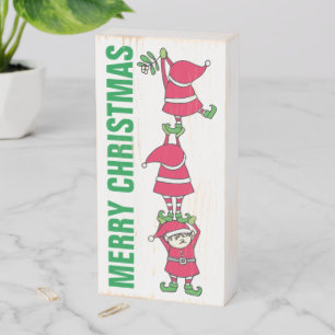 Christmas Elves Wood Box Sign