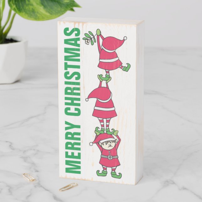 Christmas Elves Wood Box Sign (In Situ Vertical)