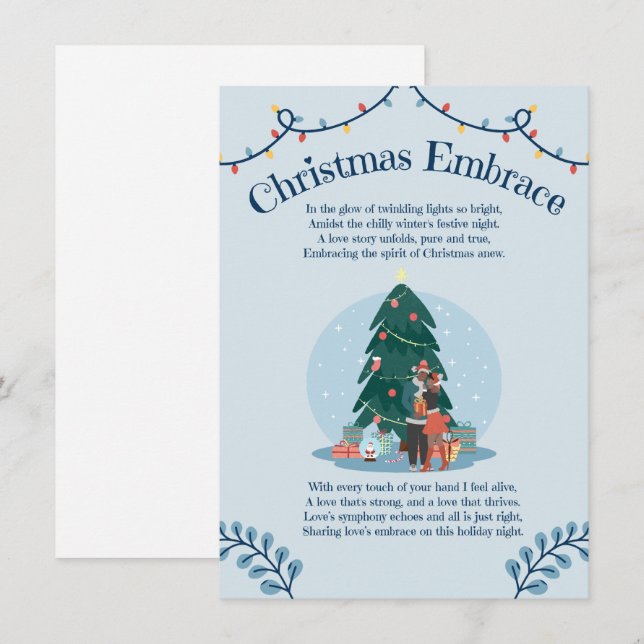 Christmas Embrace Love Poem Note Card (Front/Back)