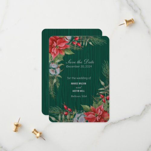 Christmas Emerald Green Poinsettia  Save The Date